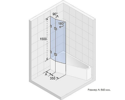 Заказать Шторка на ванну Riho VZ Scandic NXT X500 Geta 170 121 P G001168120 GX00622C2) профиль Хром стекло прозрачное в магазине сантехники Santeh-Crystal.ru