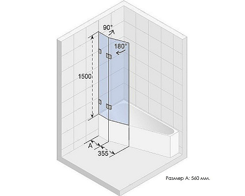 Купить Шторка на ванну Riho VZ Scandic NXT X500 Space Saver 91 L G001171120 (GX00642C1) профиль Хром стекло прозрачное в магазине сантехники Santeh-Crystal.ru