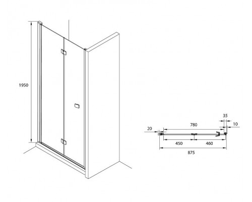 Купить Душевая дверь Roca Capital 90 M4509016M профиль Черный стекло прозрачное в магазине сантехники Santeh-Crystal.ru