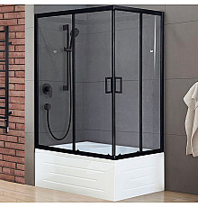 Душевой уголок Royal Bath BP 120х80 RB8120BP-T-BL-L профиль Черный стекло прозрачное