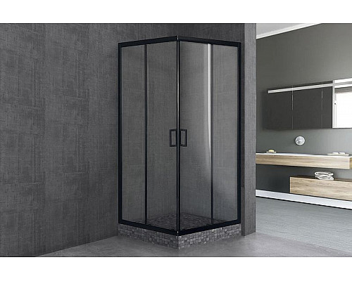 Заказать Душевой уголок Royal Bath HPD 100х100 RB100HPD-T-BL профиль Черный стекло прозрачное в магазине сантехники Santeh-Crystal.ru
