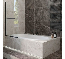 Шторка на ванну Veconi Palau 80 PL79B-80-01-C4 профиль Черный матовый стекло прозрачное