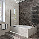 Купить Шторка на ванну Veconi Palau 90 PL79B-90-01-C4 профиль Черный матовый стекло прозрачное в магазине сантехники Santeh-Crystal.ru