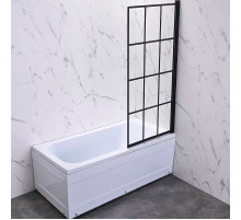 Шторка на ванну Veconi Palau 70 R PL77R-70-01-C6 профиль Черный матовый стекло прозрачное