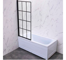 Шторка на ванну Veconi Palau 90 L PL77L-90-01-C6 профиль Черный матовый стекло прозрачное