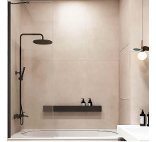 Шторка на ванну Veconi Palau 60 PL84B-60-01-C7 профиль Черный матовый стекло прозрачное