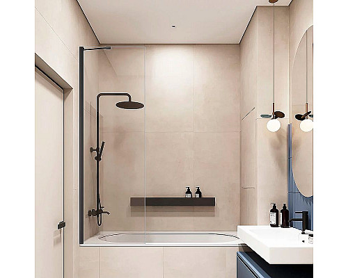 Santeh-Crystal.ru: Шторка на ванну Veconi Palau 90 PL84B-90-01-C7 профиль Черный матовый стекло прозрачное Заказать Шторка на ванну Veconi Palau 90 PL84B-90-01-C7 профиль Черный матовый стекло прозрачное в магазине сантехники Santeh-Crystal.ru