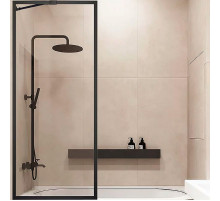 Шторка на ванну Veconi Palau 60 PL85B-60-01-C7 профиль Черный матовый стекло прозрачное