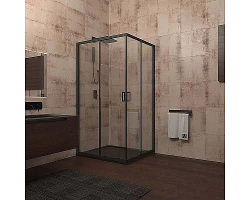 Santeh-Crystal.ru: Душевой уголок Veconi Rovigo RV-13 80x80 RV13-80-01-C5 профиль Черный матовый стекло прозрачное Заказать Душевой уголок Veconi Rovigo RV-13 80x80 RV13-80-01-C5 профиль Черный матовый стекло прозрачное в магазине сантехники Santeh-Crystal.ru