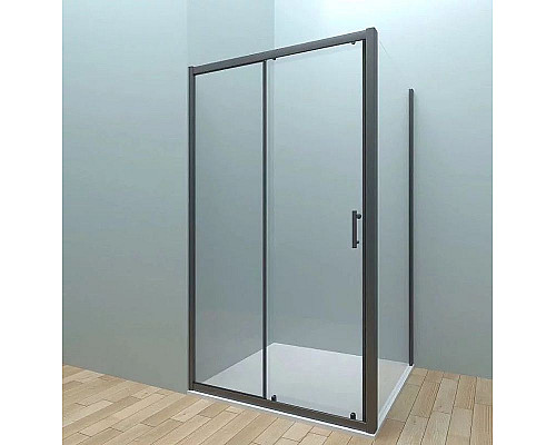 Купить Душевой уголок Veconi Rovigo RV-072B 100x90 RV072B-10090-01-C4 профиль Черный матовый стекло прозрачное в магазине сантехники Santeh-Crystal.ru