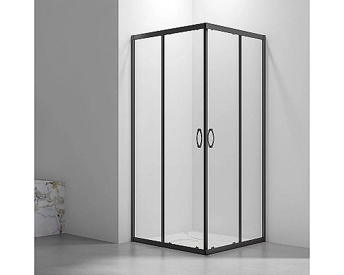 Santeh-Crystal.ru: Душевой уголок Veconi Rovigo RV-101B 90х90 RV101B-90-01-C5 профиль Черный матовый стекло прозрачное Купить Душевой уголок Veconi Rovigo RV-101B 90х90 RV101B-90-01-C5 профиль Черный матовый стекло прозрачное в магазине сантехники Santeh-Crystal.ru