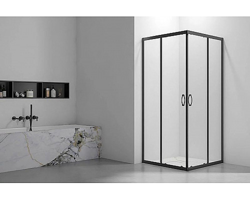 Santeh-Crystal.ru: Душевой уголок Veconi Rovigo RV-101B 90х90 RV101B-90-01-C5 профиль Черный матовый стекло прозрачное Купить Душевой уголок Veconi Rovigo RV-101B 90х90 RV101B-90-01-C5 профиль Черный матовый стекло прозрачное в магазине сантехники Santeh-Crystal.ru