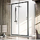 Заказать Душевая стенка Veconi Rovigo KP-06B 100 KP06B-100-01-19C4 профиль Черный матовый стекло прозрачное в магазине сантехники Santeh-Crystal.ru