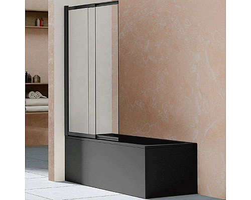 Купить Шторка на ванну Vincea VSB 100х145 VSB-1E100CLB профиль Черный матовый стекло прозрачное в магазине сантехники Santeh-Crystal.ru