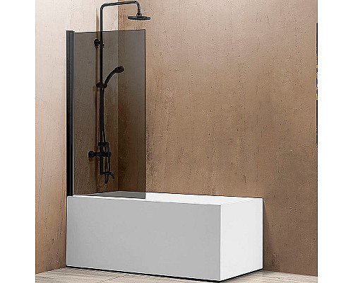 Заказать Шторка на ванну Vincea VSB 80х140 VSB-11800CGB профиль Черный матовый стекло тонированное в магазине сантехники Santeh-Crystal.ru