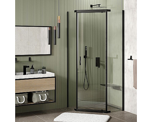 Купить Душевой уголок WasserKRAFT Wiese 90x90 84P11 профиль Черный матовый стекло прозрачное в магазине сантехники Santeh-Crystal.ru