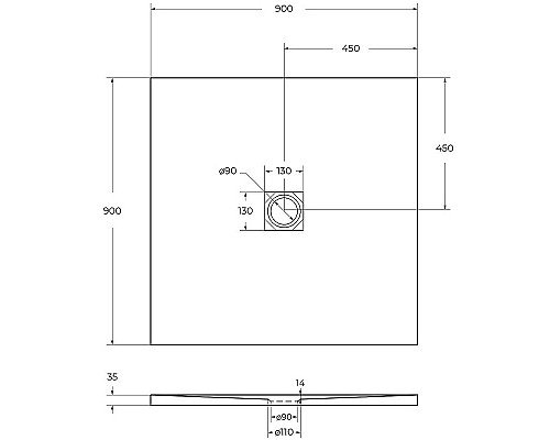 Душевой поддон из искусственного камня BelBagno Uno 90x90 TRAY-MR-UNO-A-90-35-W-CR Белый