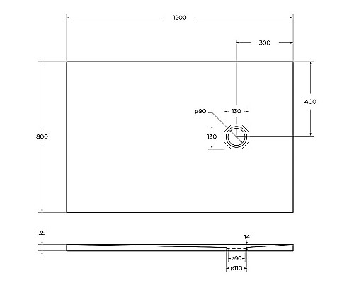 Душевой поддон из искусственного камня BelBagno Uno 120x80 TRAY-MR-UNO-AH-120/80-35-W-CR Белый