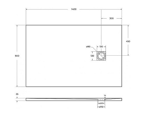 Душевой поддон из искусственного камня BelBagno Uno 140x90 TRAY-MR-UNO-AH-140/90-35-W-CR Белый