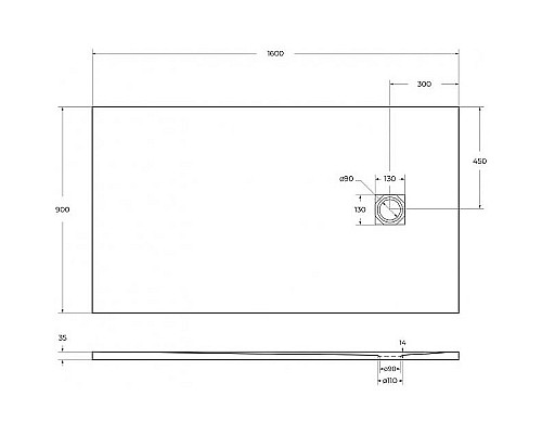 Душевой поддон из искусственного камня BelBagno Uno 160x90 TRAY-MR-UNO-AH-160/90-35-W-CR Белый