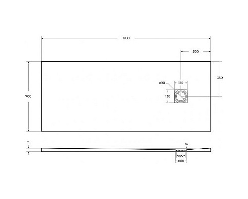 Душевой поддон из искусственного камня BelBagno Uno 170x70 TRAY-MR-UNO-AH-170/70-35-W-CR Белый