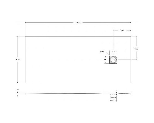Душевой поддон из искусственного камня BelBagno Uno 180x80 TRAY-MR-UNO-AH-180/80-35-W-CR Белый