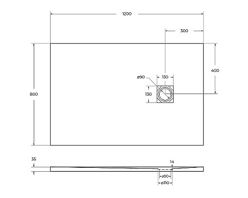 Душевой поддон из искусственного камня BelBagno Uno 120x80 TRAY-MR-UNO-AH-120/80-35-W Белый
