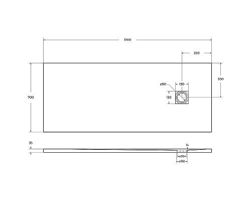 Душевой поддон из искусственного камня BelBagno Uno 170x70 TRAY-MR-UNO-AH-170/70-35-W Белый
