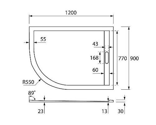 Приобрести Душевой поддон из искусственного камня Cezares Tray AS 120x90 R TRAY-AS-RH-120/90-550-30-W-R Белый в магазине сантехники Santeh-Crystal.ru