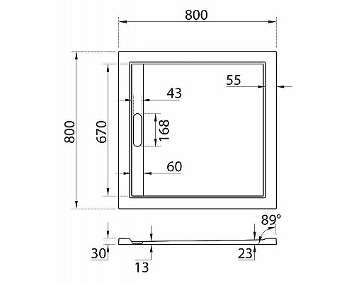 Приобрести Душевой поддон из искусственного камня Cezares Tray AS 80x80 TRAY-AS-A-80-30-W Белый в магазине сантехники Santeh-Crystal.ru