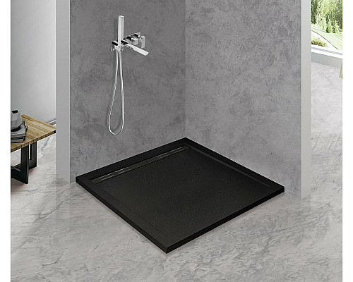 Купить Душевой поддон из искусственного камня Cezares Tray AS 90x90 TRAY-AS-A-90-30-NERO Черный матовый в магазине сантехники Santeh-Crystal.ru
