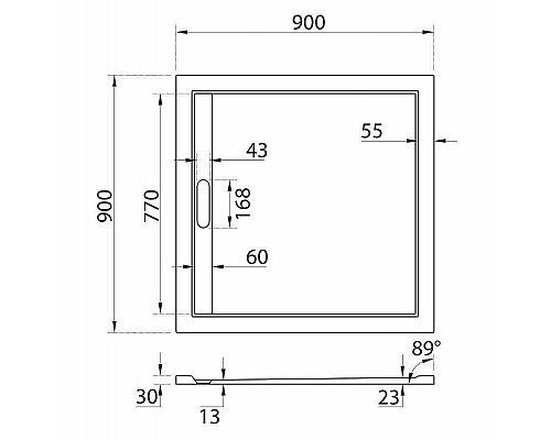 Купить Душевой поддон из искусственного камня Cezares Tray AS 90x90 TRAY-AS-A-90-30-NERO Черный матовый в магазине сантехники Santeh-Crystal.ru