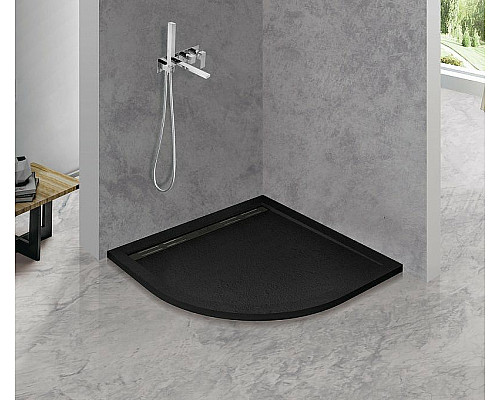 Купить Душевой поддон из искусственного камня Cezares Tray AS 90х90 TRAY-AS-R-90-30-NERO Черный матовый в магазине сантехники Santeh-Crystal.ru
