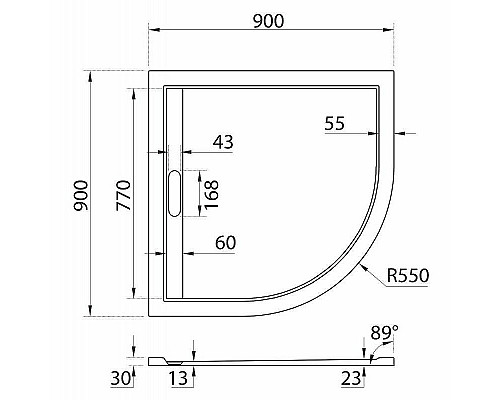 Заказать Душевой поддон из искусственного камня Cezares Tray AS 90x90 TRAY-AS-R-90-30-W Белый в магазине сантехники Santeh-Crystal.ru