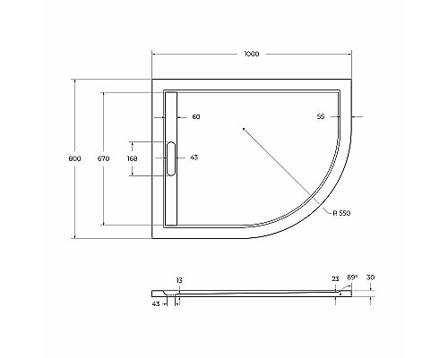 Душевой поддон из искусственного камня Cezares Tray AS 100x80 L TRAY-AS-RH-100/80-30-W-L Белый