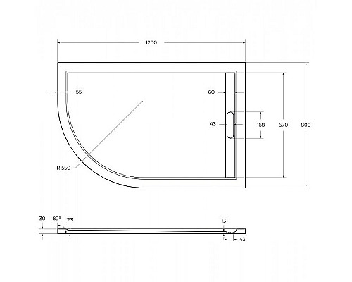 Душевой поддон из искусственного камня Cezares Tray AS 120x80 R TRAY-AS-RH-120/80-30-W-R Белый