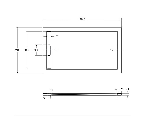 Душевой поддон из искусственного камня Cezares Tray AS 120x70 TRAY-AS-AH-120/70-30-W Белый