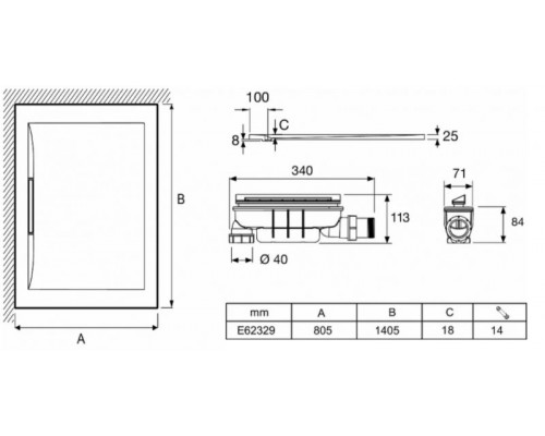 Купить Душевой поддон из материала Flight Jacob Delafon Flight Pure 140x80 E62329-00 Белый глянец в магазине сантехники Santeh-Crystal.ru