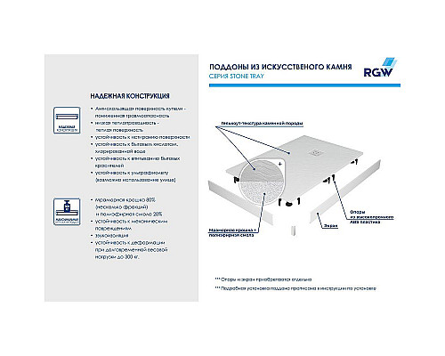 Заказать Душевой поддон из искусственного камня RGW Stone Tray ST/R-Tr 90x90 16153099-11 Терракот в магазине сантехники Santeh-Crystal.ru