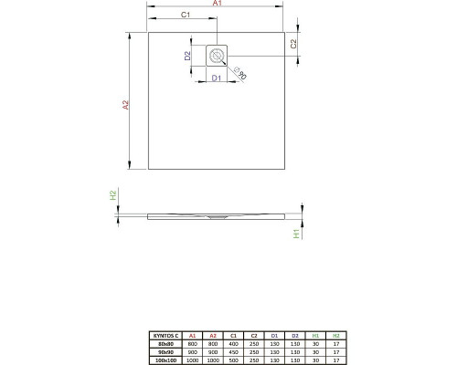Приобрести Душевой поддон из искусственного камня Radaway Kyntos C 90x90 HKC9090-64 Антрацит в магазине сантехники Santeh-Crystal.ru