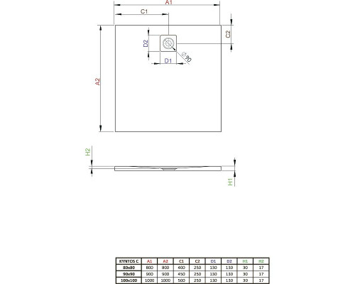 Приобрести Душевой поддон из искусственного камня Radaway Kyntos C 90x90 HKC9090-54 Черный в магазине сантехники Santeh-Crystal.ru