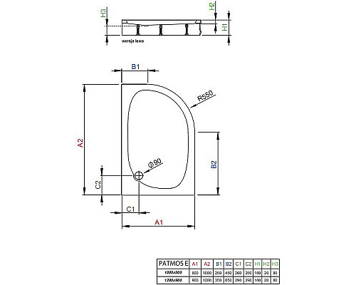 Приобрести Акриловый поддон для душа Radaway Patmos E 100x80 L 4P81155-03L Белый в магазине сантехники Santeh-Crystal.ru