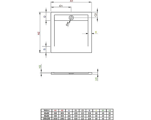 Заказать Душевой поддон из искусственного камня Radaway Teos C 100x100 HTC100100-04 Белый в магазине сантехники Santeh-Crystal.ru