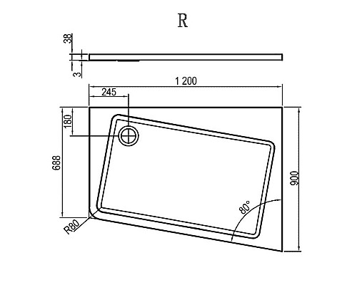 Купить Душевой поддон из искусственного камня Ravak 10° Asymetric Pro 120x90 XA25G70101P Белый в магазине сантехники Santeh-Crystal.ru