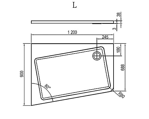 Купить Душевой поддон из искусственного камня Ravak 10° Asymetric Pro 120x90 XA25G70101L Белый в магазине сантехники Santeh-Crystal.ru