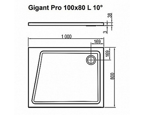 Заказать Душевой поддон из искусственного камня Ravak 10° Gigant Pro 100x80 XA05A40101L Белый в магазине сантехники Santeh-Crystal.ru
