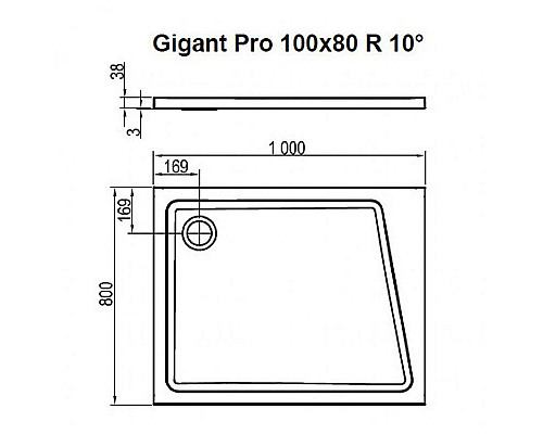 Купить Душевой поддон из искусственного камня Ravak 10° Gigant Pro 100х80 XA05A40101P Белый в магазине сантехники Santeh-Crystal.ru