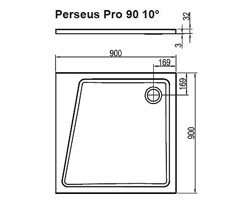 Заказать Душевой поддон из искусственного камня Ravak 10° Perseus Pro 90x90 XA057701010 Белый в магазине сантехники Santeh-Crystal.ru