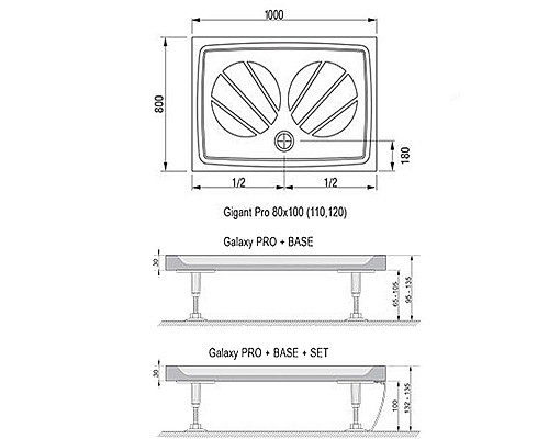 Приобрести Душевой поддон из искусственного камня Ravak Gigant Pro 100x80 XA03A401010 Белый в магазине сантехники Santeh-Crystal.ru
