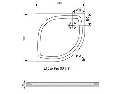 Приобрести Душевой поддон из искусственного камня Ravak Elipso Pro 90х90 Flat XA237711010 Белый в магазине сантехники Santeh-Crystal.ru